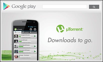 Скриншот фрагмента страницы уТоррента на Гугл Плей (Google Play)